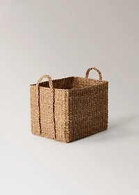 braided seagrass basket with handles