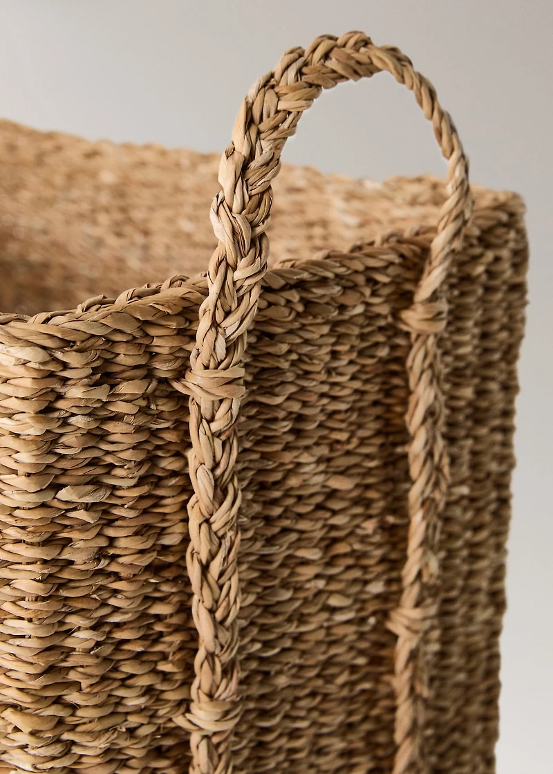 braided seagrass basket with handles