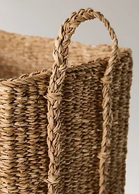 braided seagrass basket with handles
