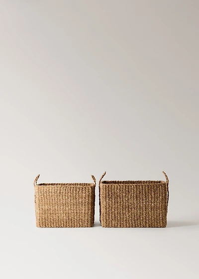 braided seagrass basket with handles