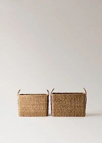 braided seagrass basket with handles