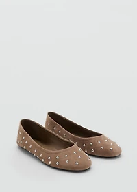 Studded leather ballet flats