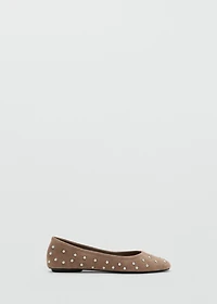 Studded leather ballet flats