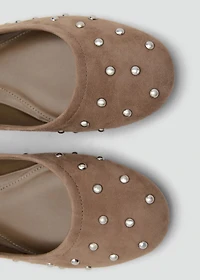 Studded leather ballet flats