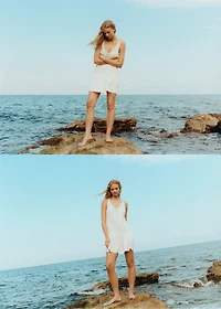 Dress with lace flounces