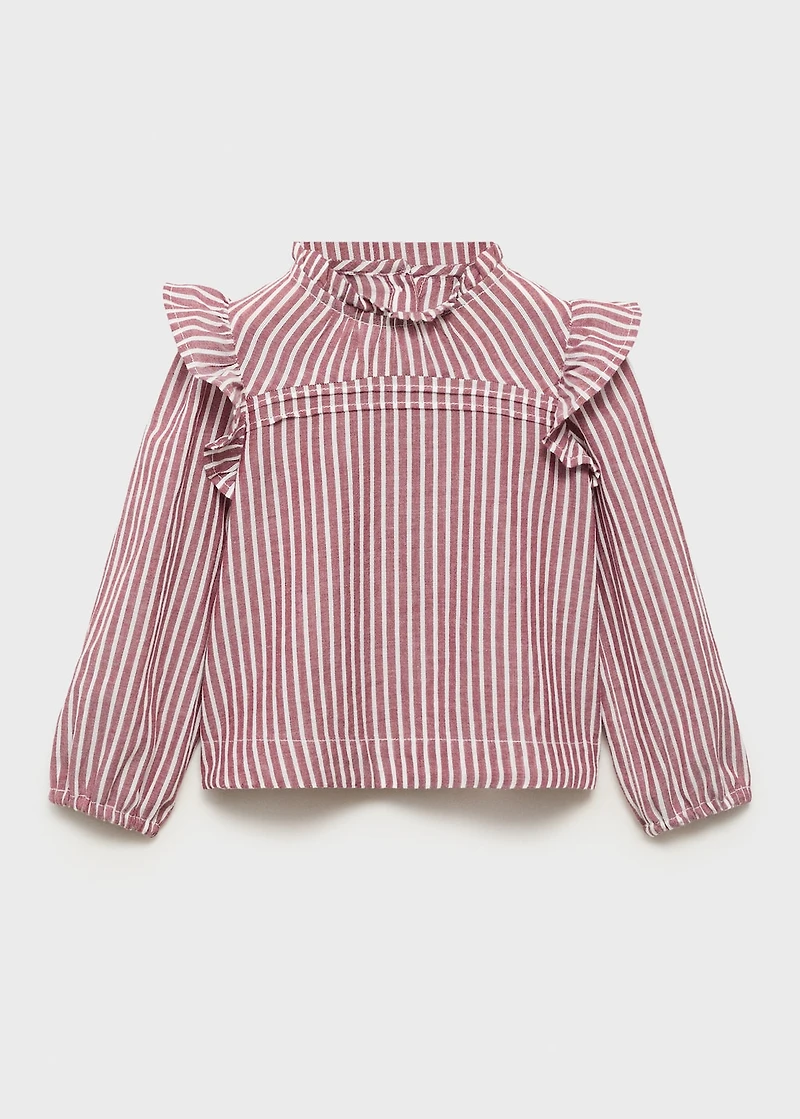 Ruffled stripe-patterned blouse