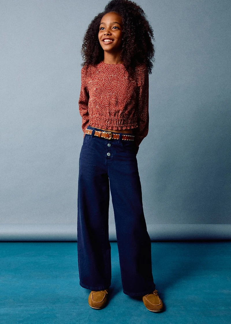 Printed puff sleeve blouse