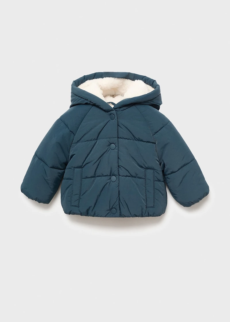 Anorak with shearling-effect hood