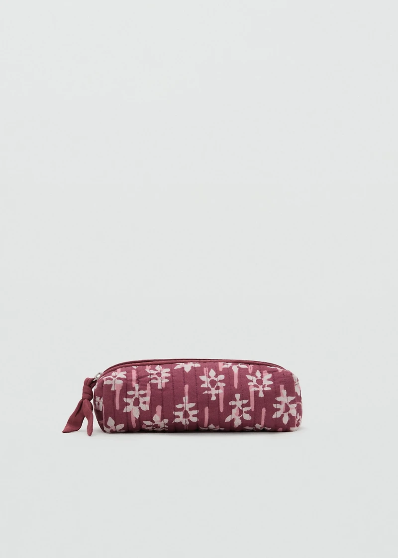 Floral-print pencil case