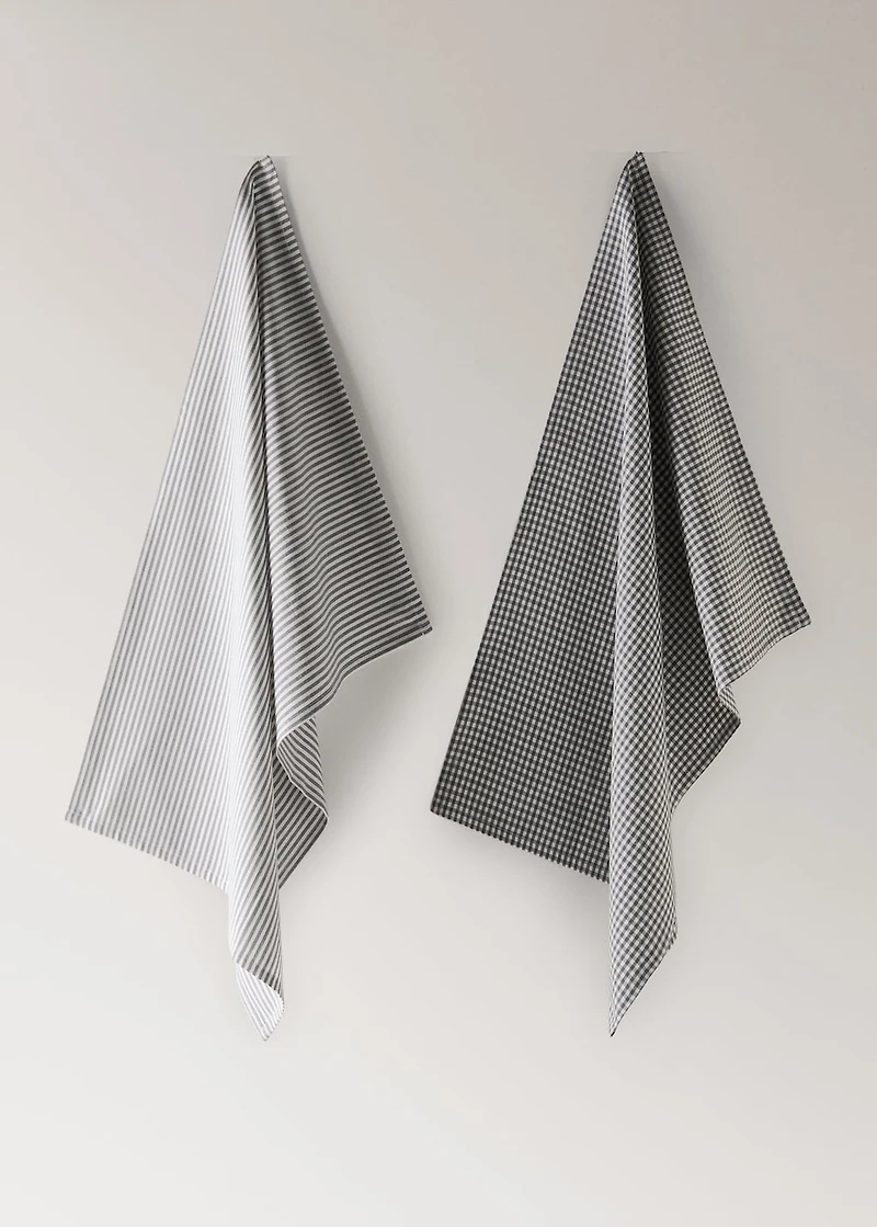 Check and stripe-print kitchen towels