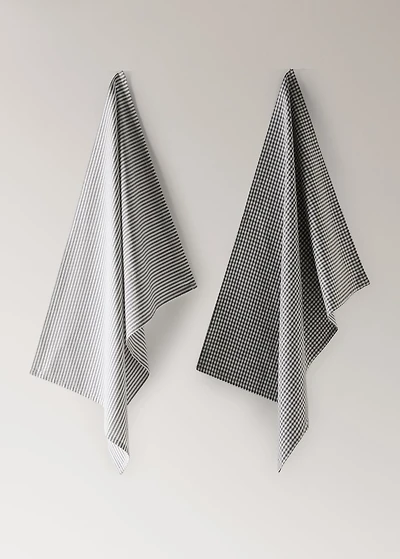 Check and stripe-print kitchen towels