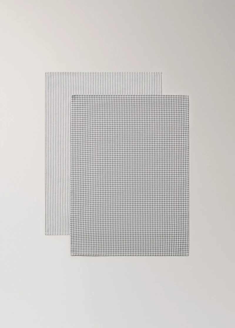 Check and stripe-print kitchen towels