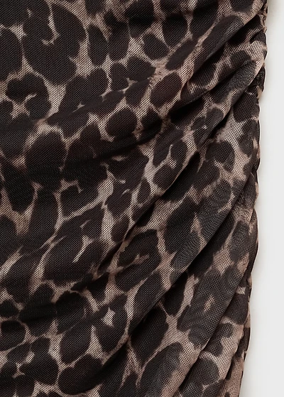 Ruched leopard-print midi-dress