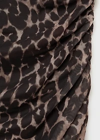 Ruched leopard-print midi-dress