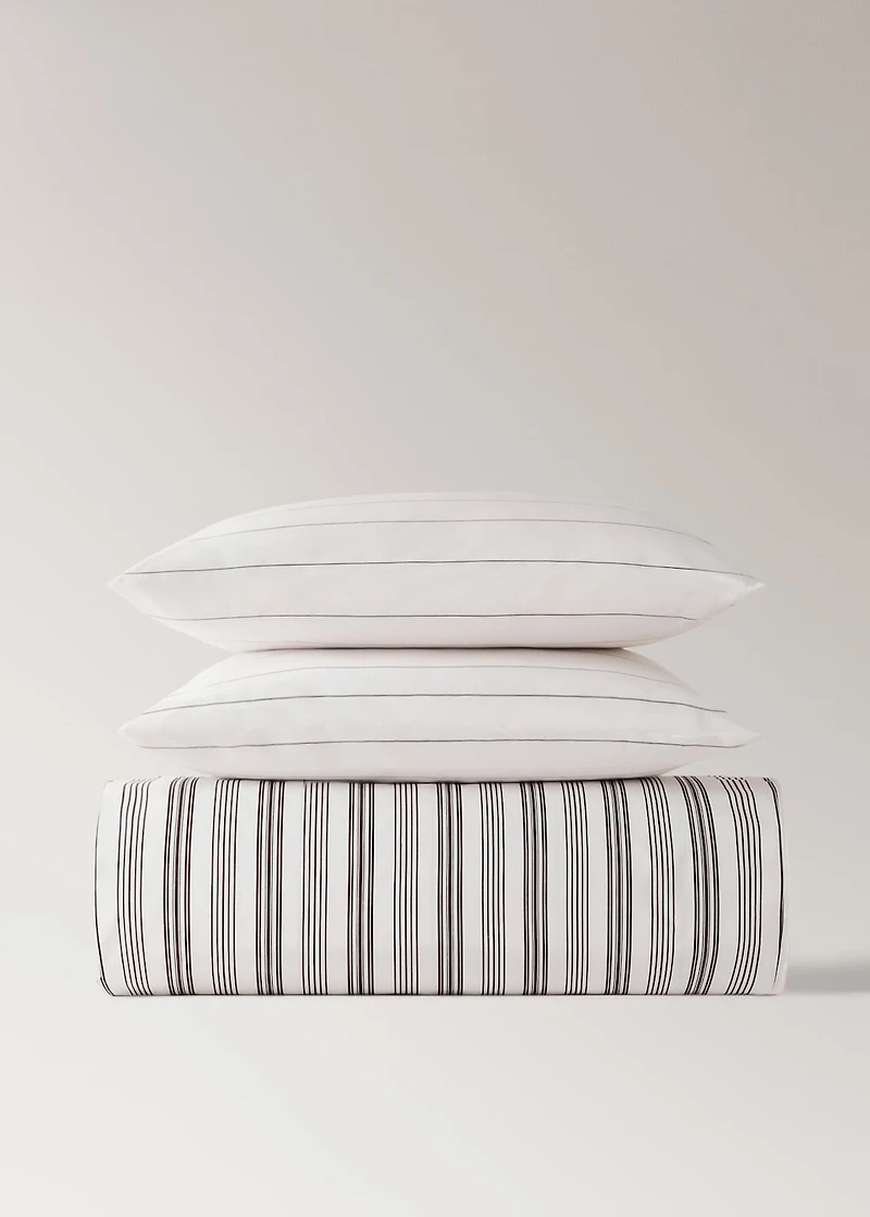 Reversible striped cotton duvet cover for / cm bed