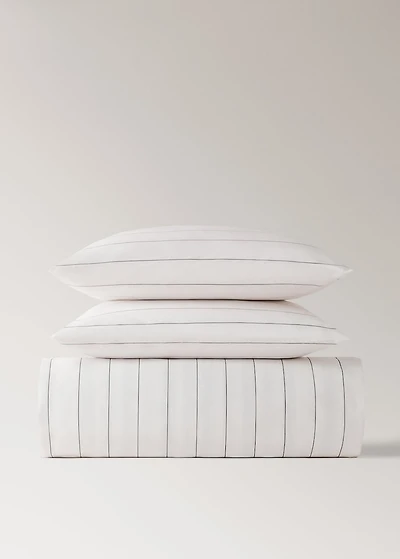 Reversible striped cotton duvet cover for / cm bed