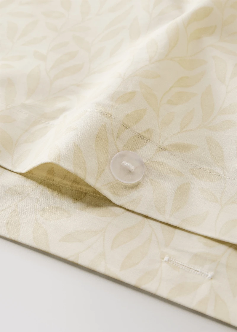 Percale cotton duvet cover with leaf print for 90 cm bed