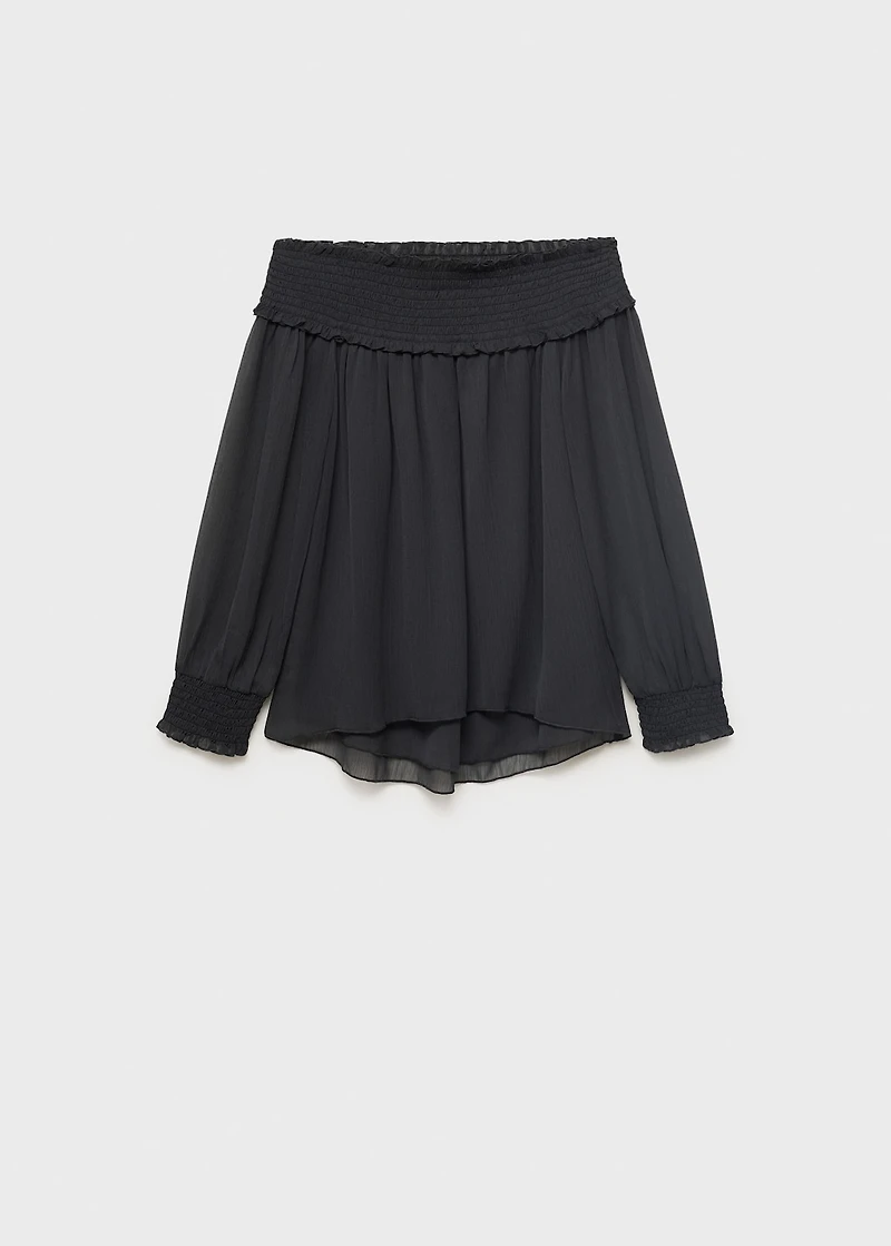 Strapless blouse with ruffled panel