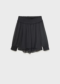 Strapless blouse with ruffled panel