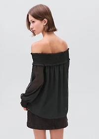 Strapless blouse with ruffled panel