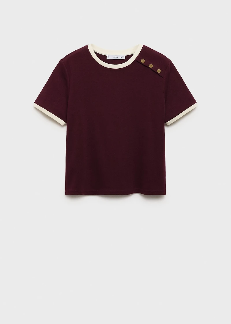 Buttoned cotton T-shirt