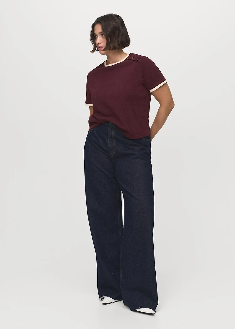 Buttoned cotton T-shirt