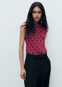 Printed blouse with draped collar