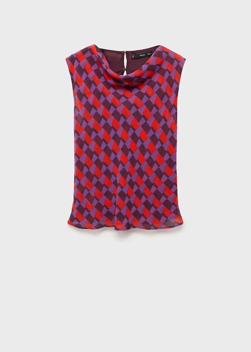 Printed blouse with draped collar