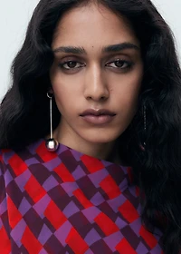 Printed blouse with draped collar