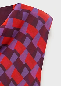 Printed blouse with draped collar