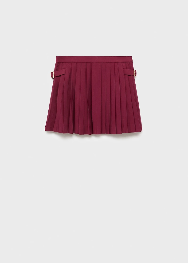 Pleated skirt with buckles