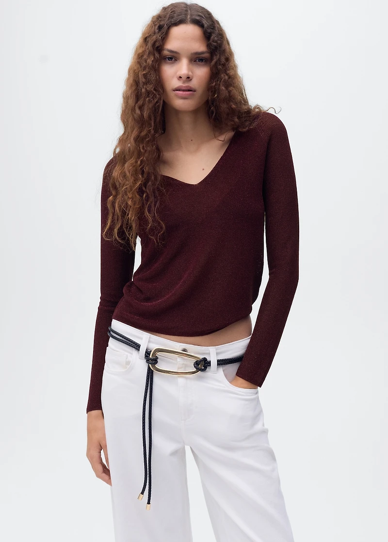 V-neck lurex sweater