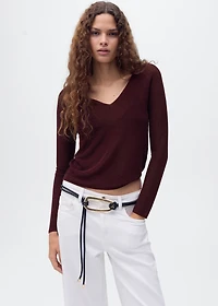 V-neck lurex sweater