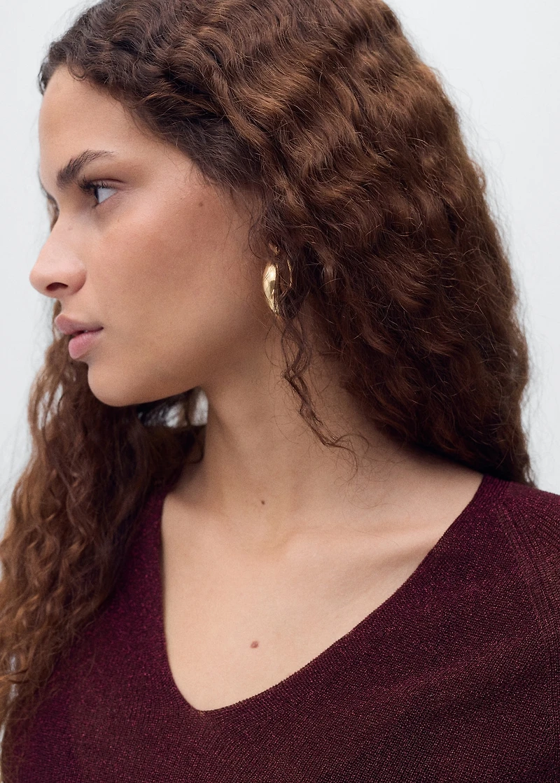 V-neck lurex sweater