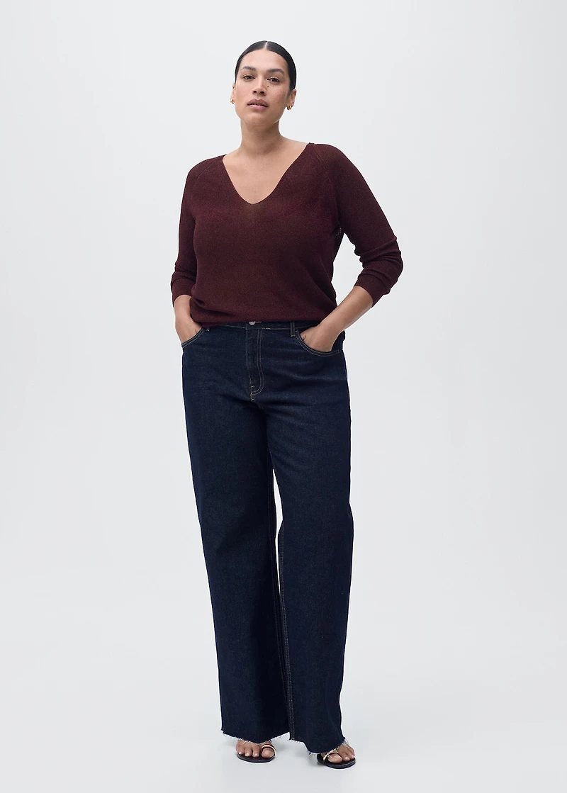 V-neck lurex sweater