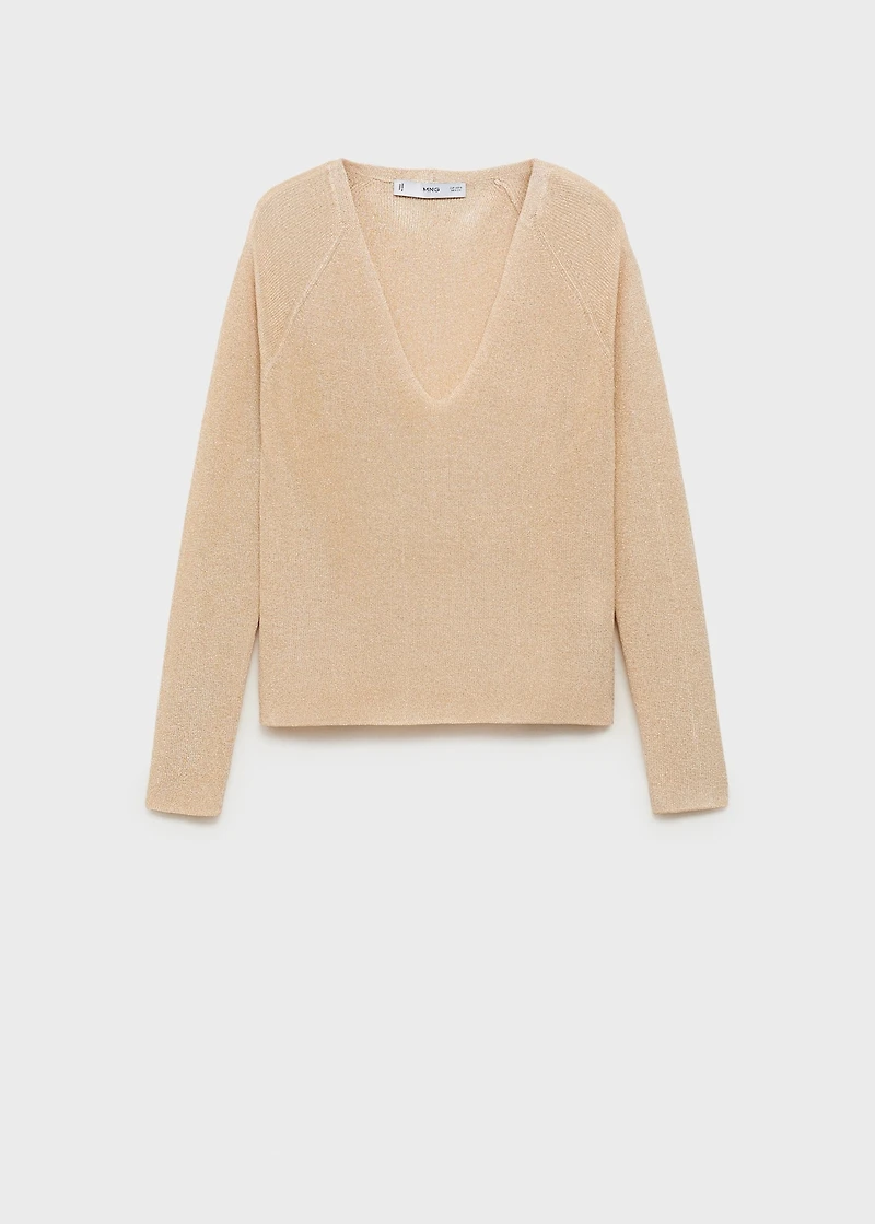 V-neck lurex sweater
