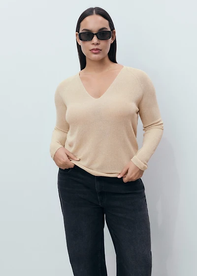 V-neck lurex sweater