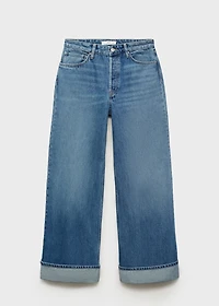 Wide-leg jeans with turn-up hem