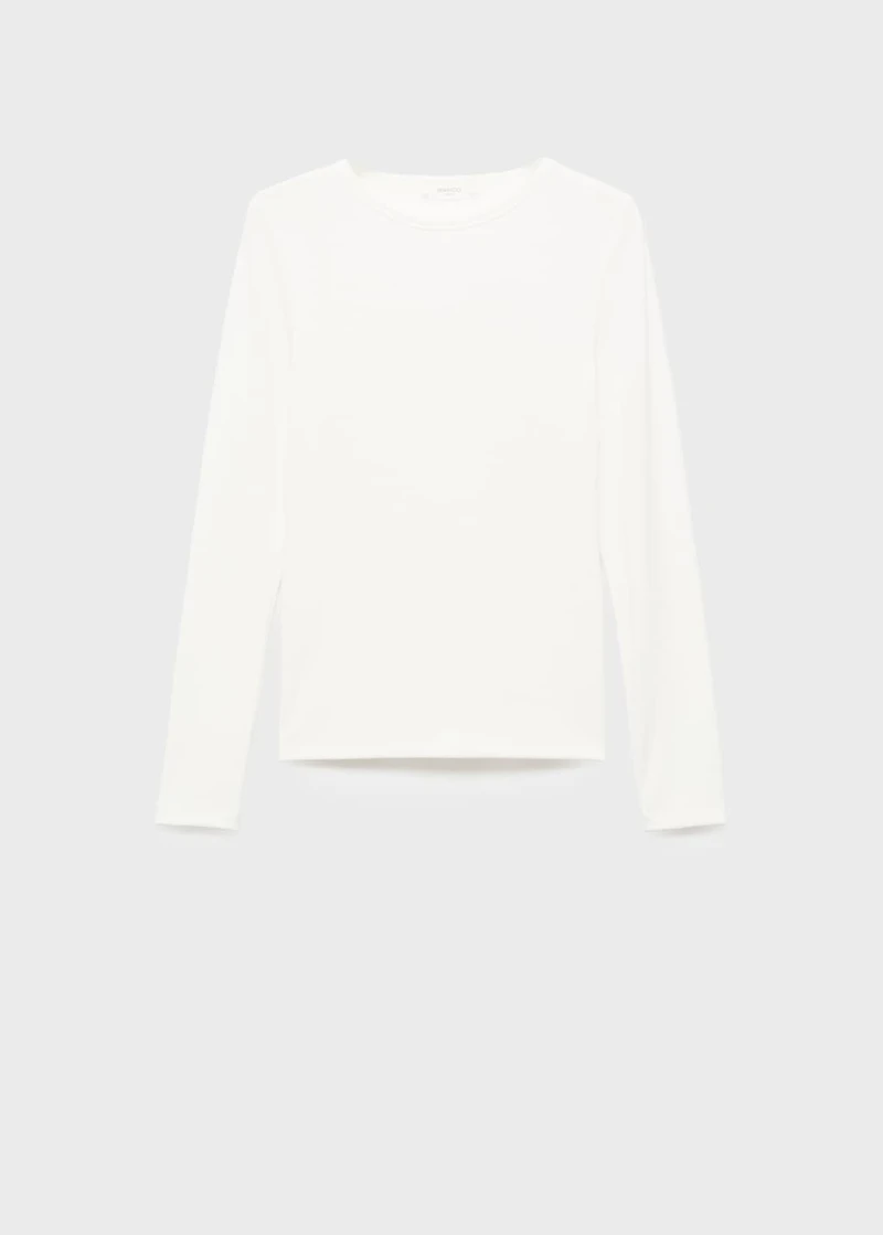 Rib-knit round-neck t-shirt