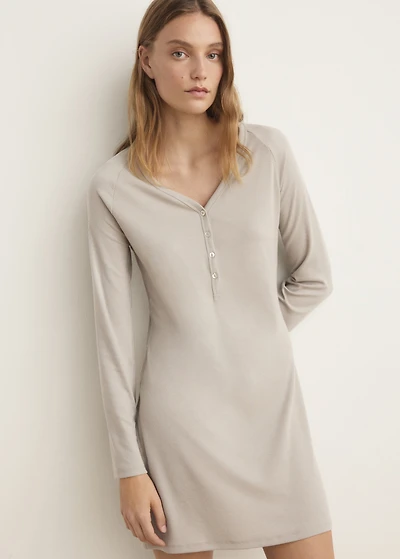 Ribbed-knit nightdress with buttons