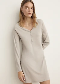 Ribbed-knit nightdress with buttons