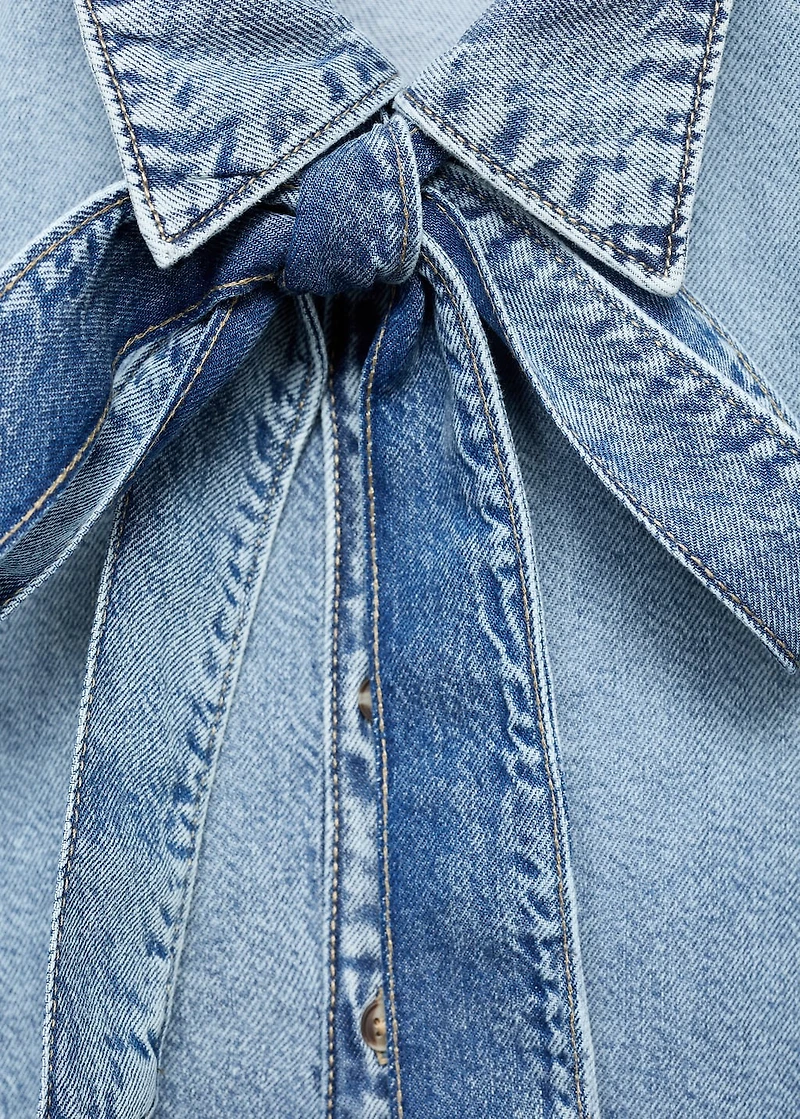 Denim shirt with bow