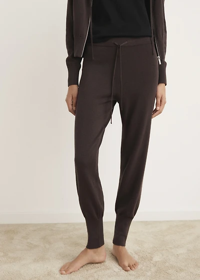 Cotton knitted turn-up pants