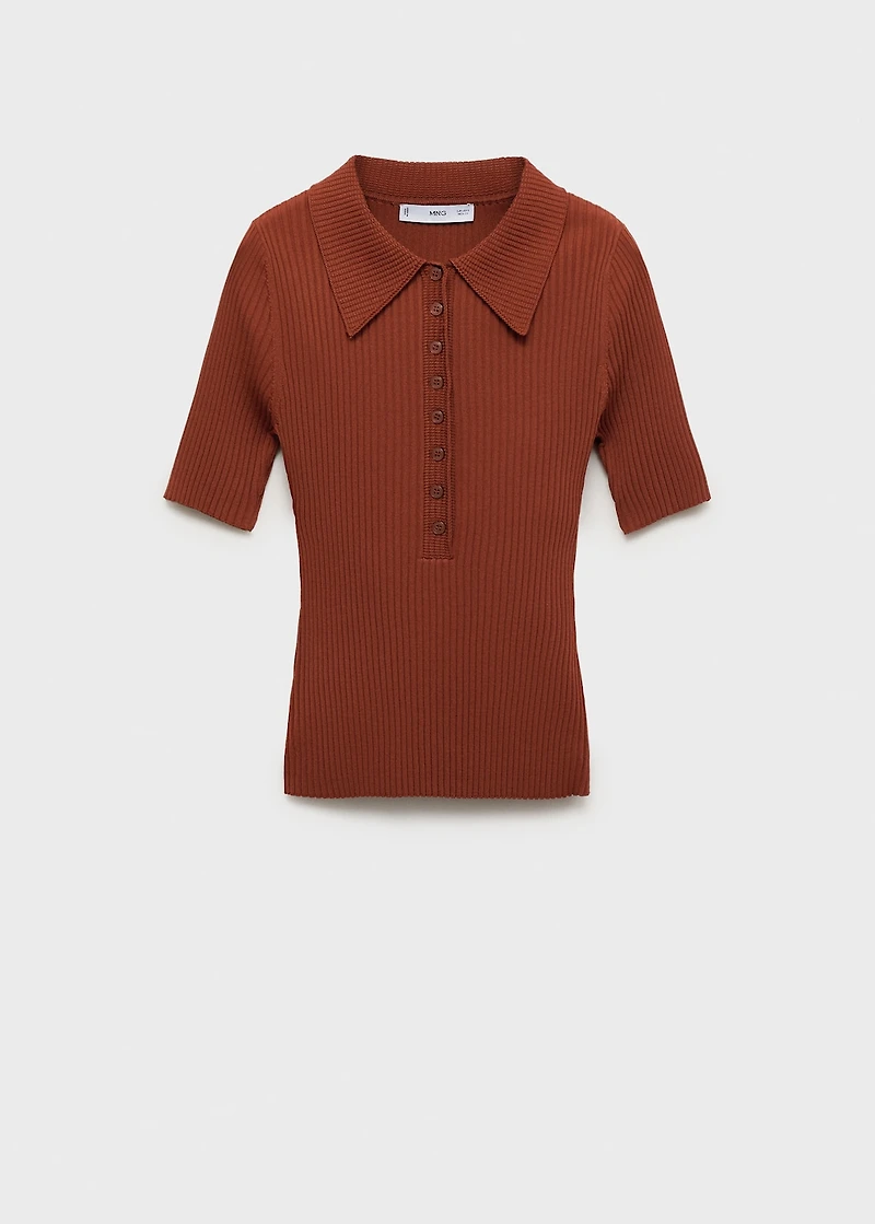 Polo-neck ribbed sweater