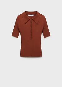 Polo-neck ribbed sweater