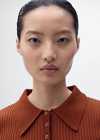 Polo-neck ribbed sweater