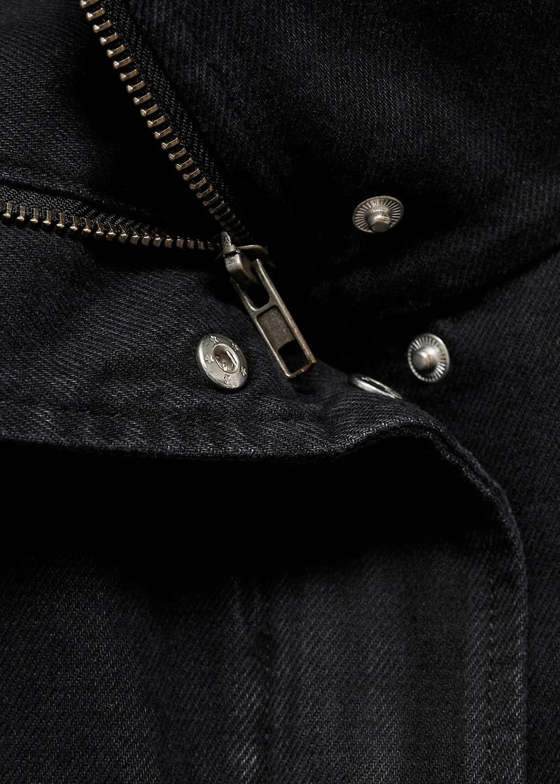 Oversized denim barn jacket with pockets