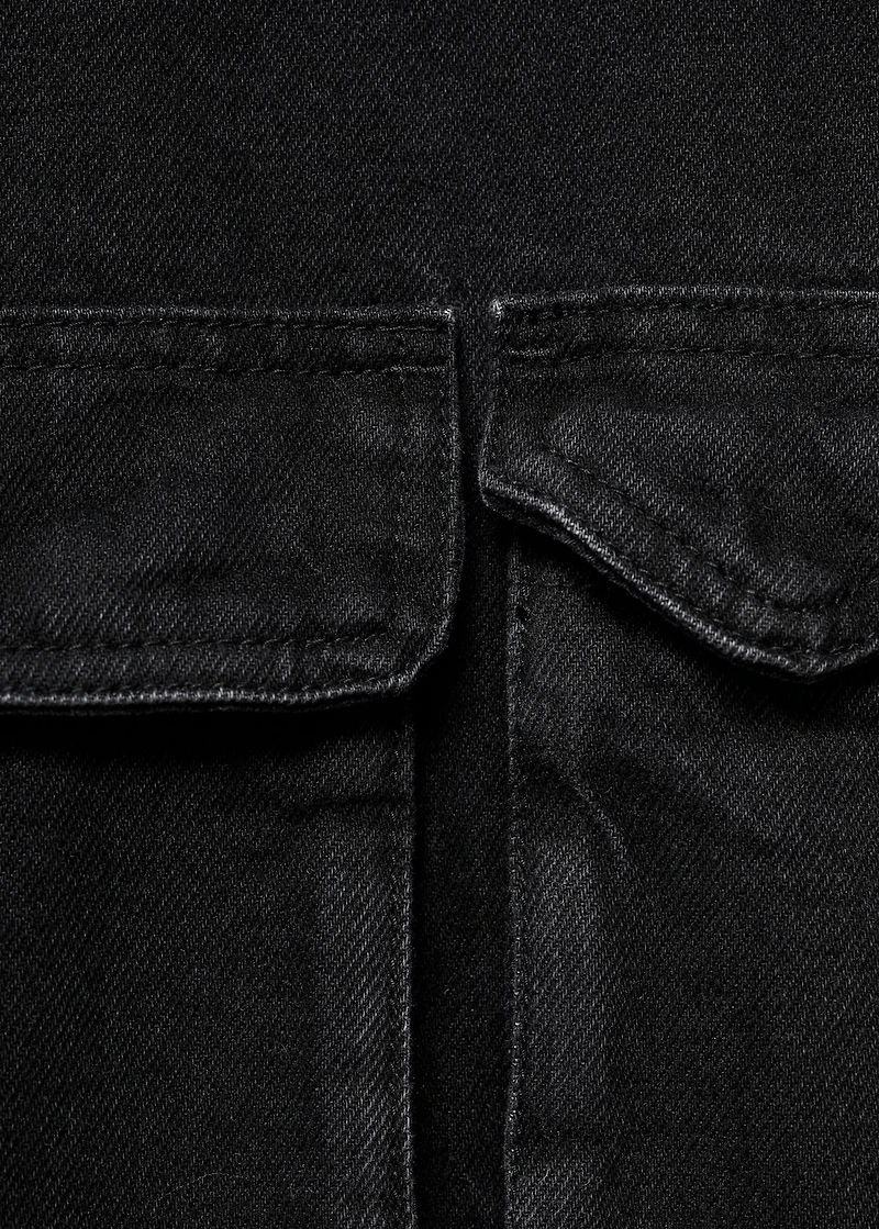 Oversized denim barn jacket with pockets