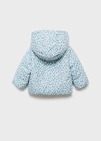 Fur-effect floral-print anorak