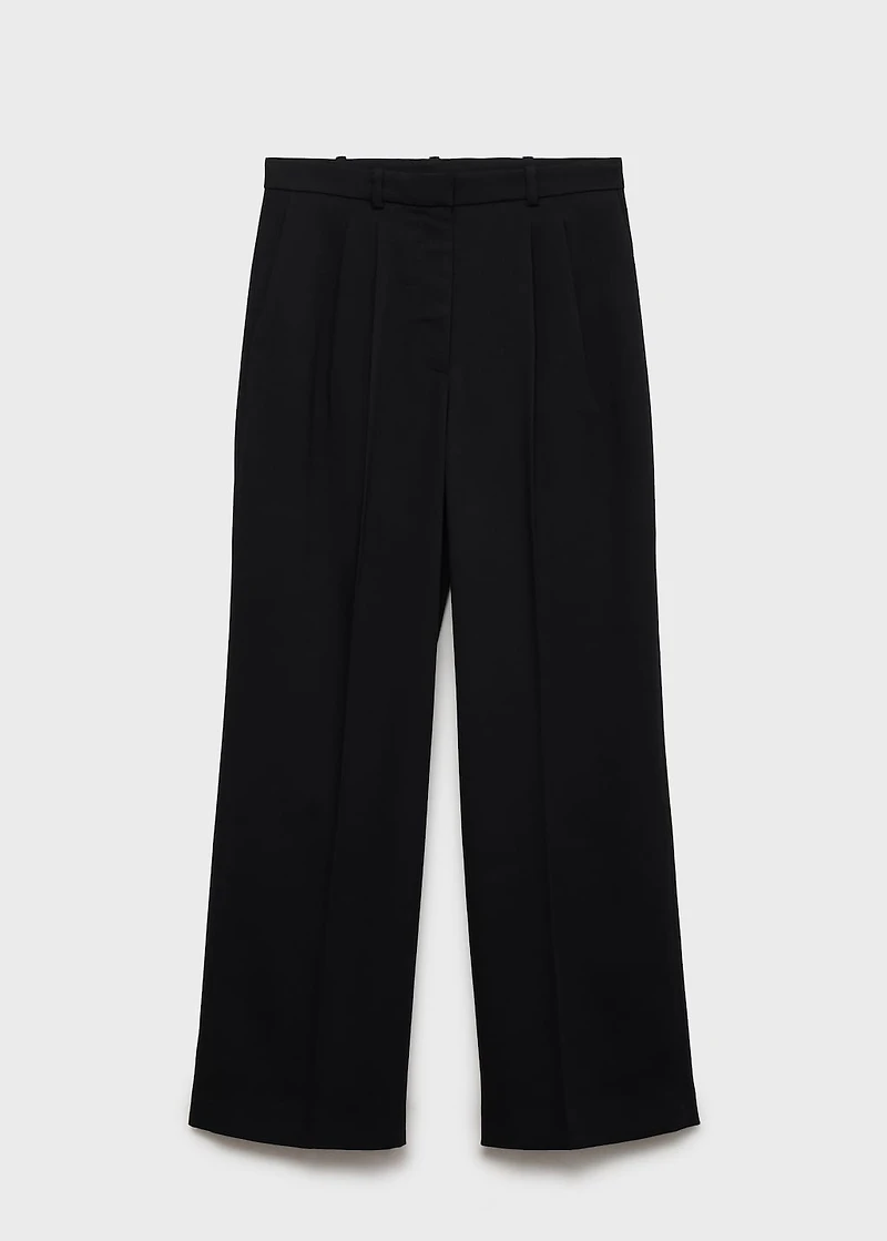 Straight-fit pleated pants
